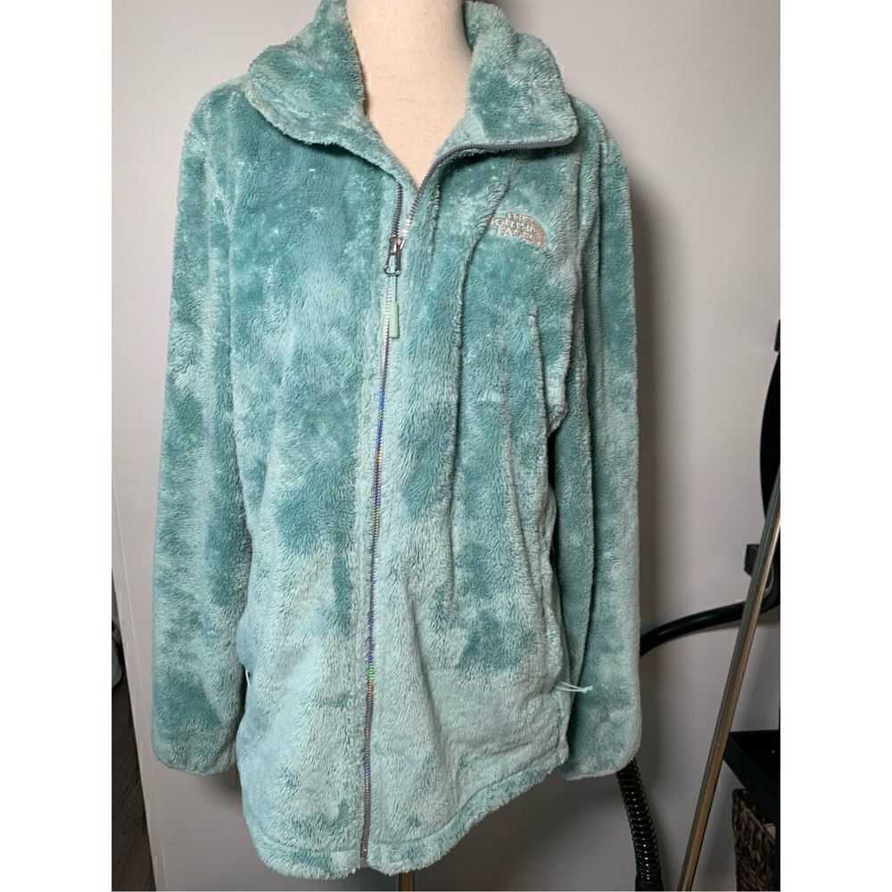 North face green fip up fleece jacket comfy and cozy